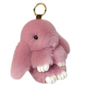 Dusty Rose Bunny Plush Keychain – Soft Plush Bag Accessory